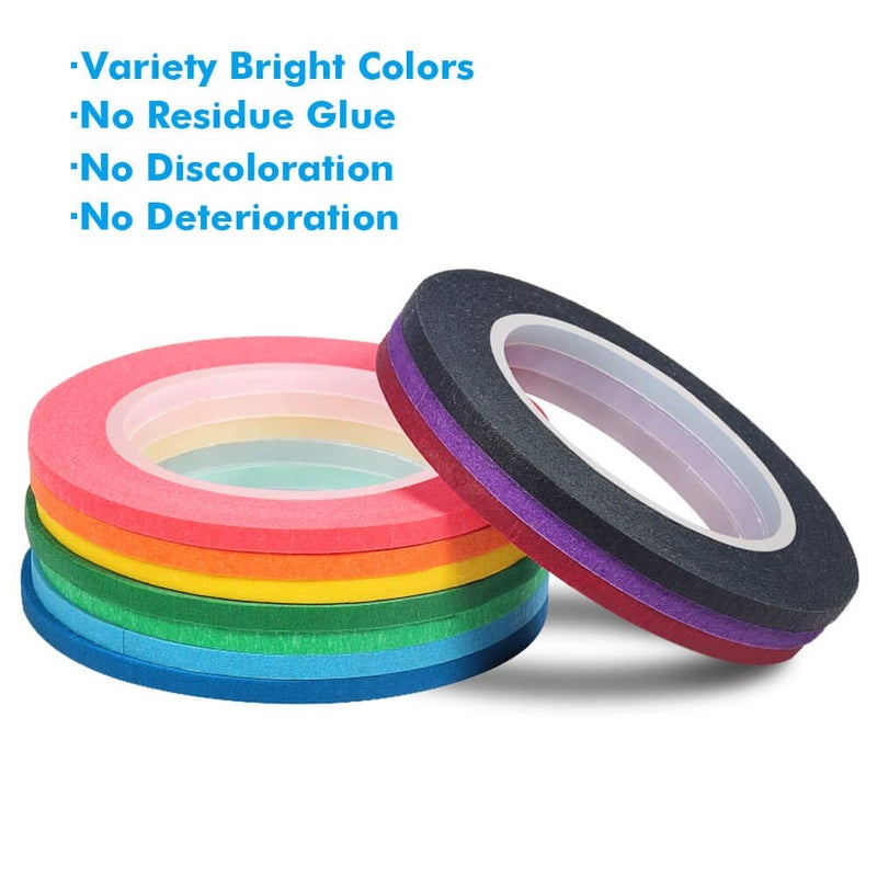 selizo 10 Rolls 1/8    Whiteboard Pinstripe Tape Dry Erase Board Tape Line Thin Striping Graphic Chart Art Tape Grid Lining Tape for White Board, 10 Colors - Image 2